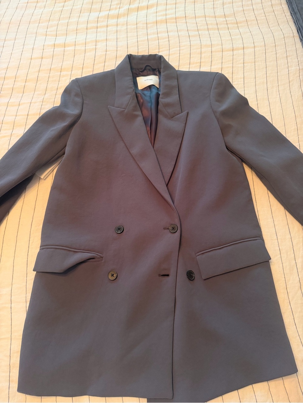 Wilfred Double-Breasted Blazer in Charcoal Gray